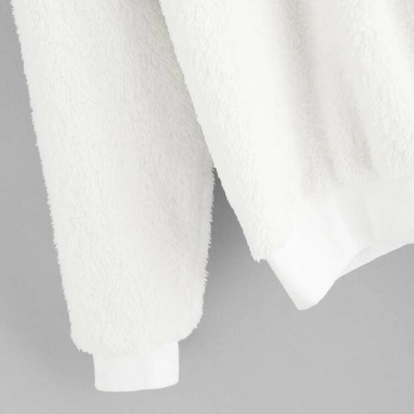 PLUS colorblock teddy pullover drawstring hoodie - Picture 4 of 6